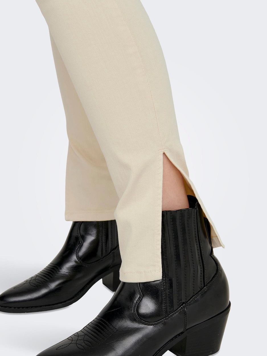 Onlblush Mid Slim Long Slit Pant Pn - Ecru