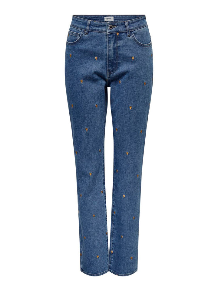 Onlriley Ex Hw Straight Emb Gua Dnm - Blue Denim