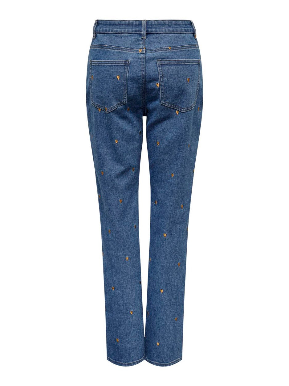 Onlriley Ex Hw Straight Emb Gua Dnm - Blue Denim