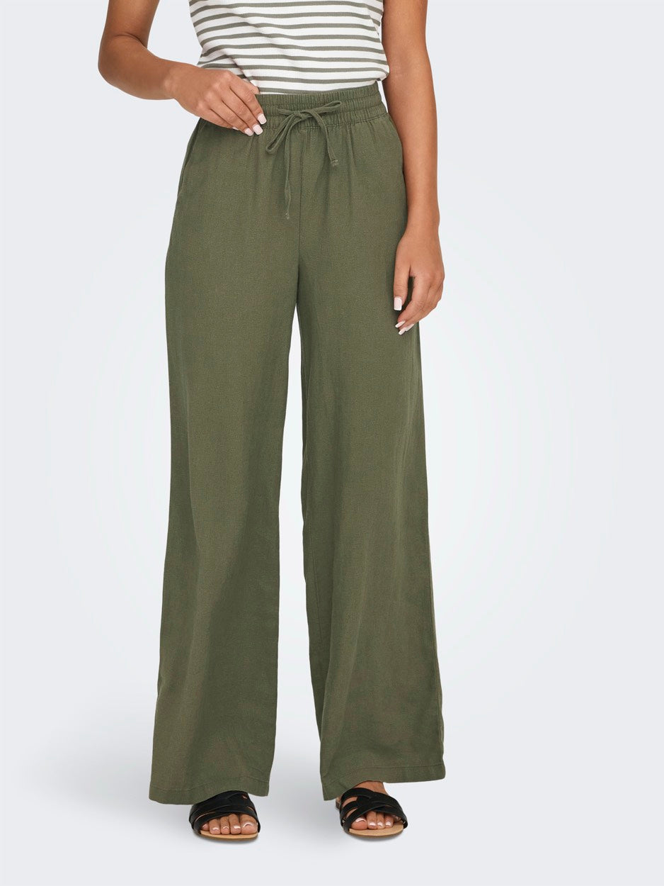 Jdysay Linen Hw Wide Pant Wvn Noos - Army