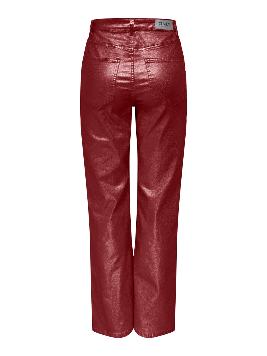 Onljuicy-viv Hw W Metal Coated Pant - Bordeaux