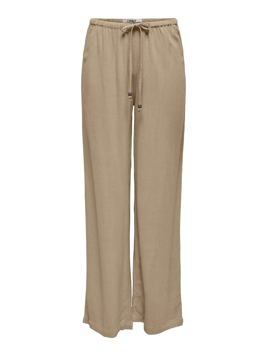 Onlsolvi Mw Linen Bl String Pant Cc - Taupe