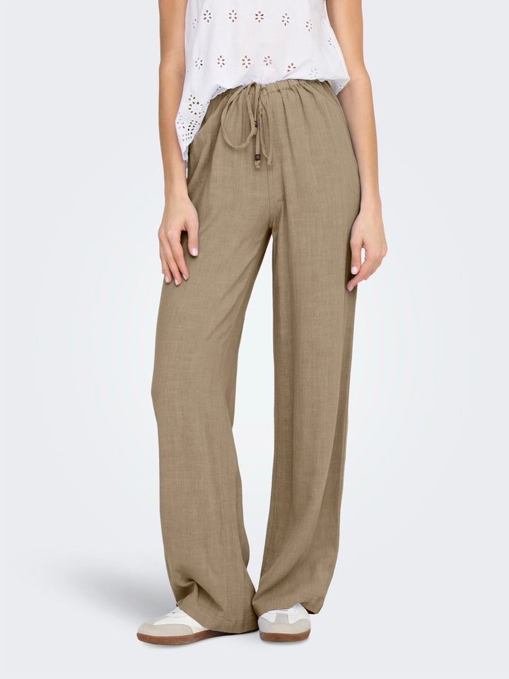 Onlsolvi Mw Linen Bl String Pant Cc - Taupe