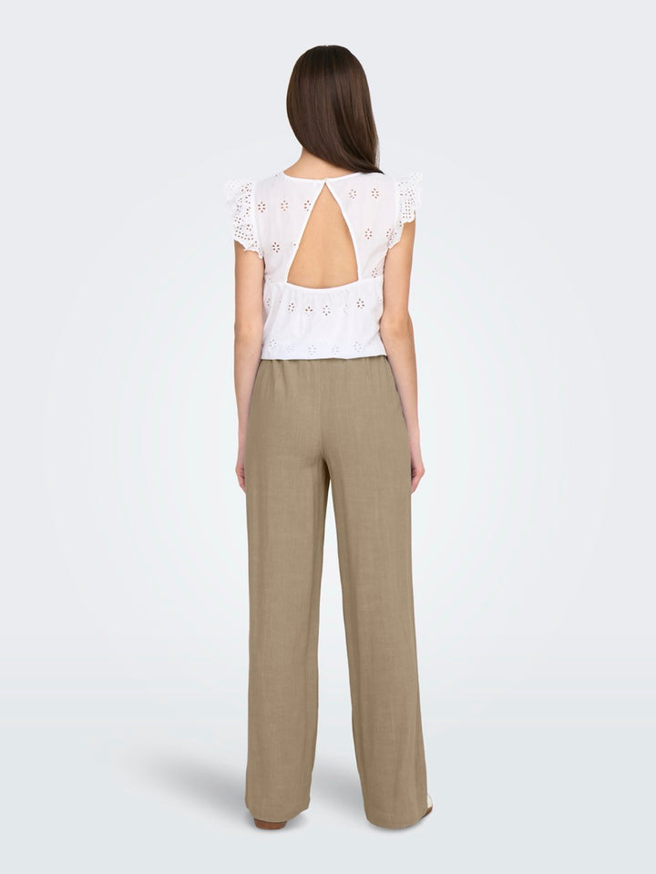 Onlsolvi Mw Linen Bl String Pant Cc - Taupe