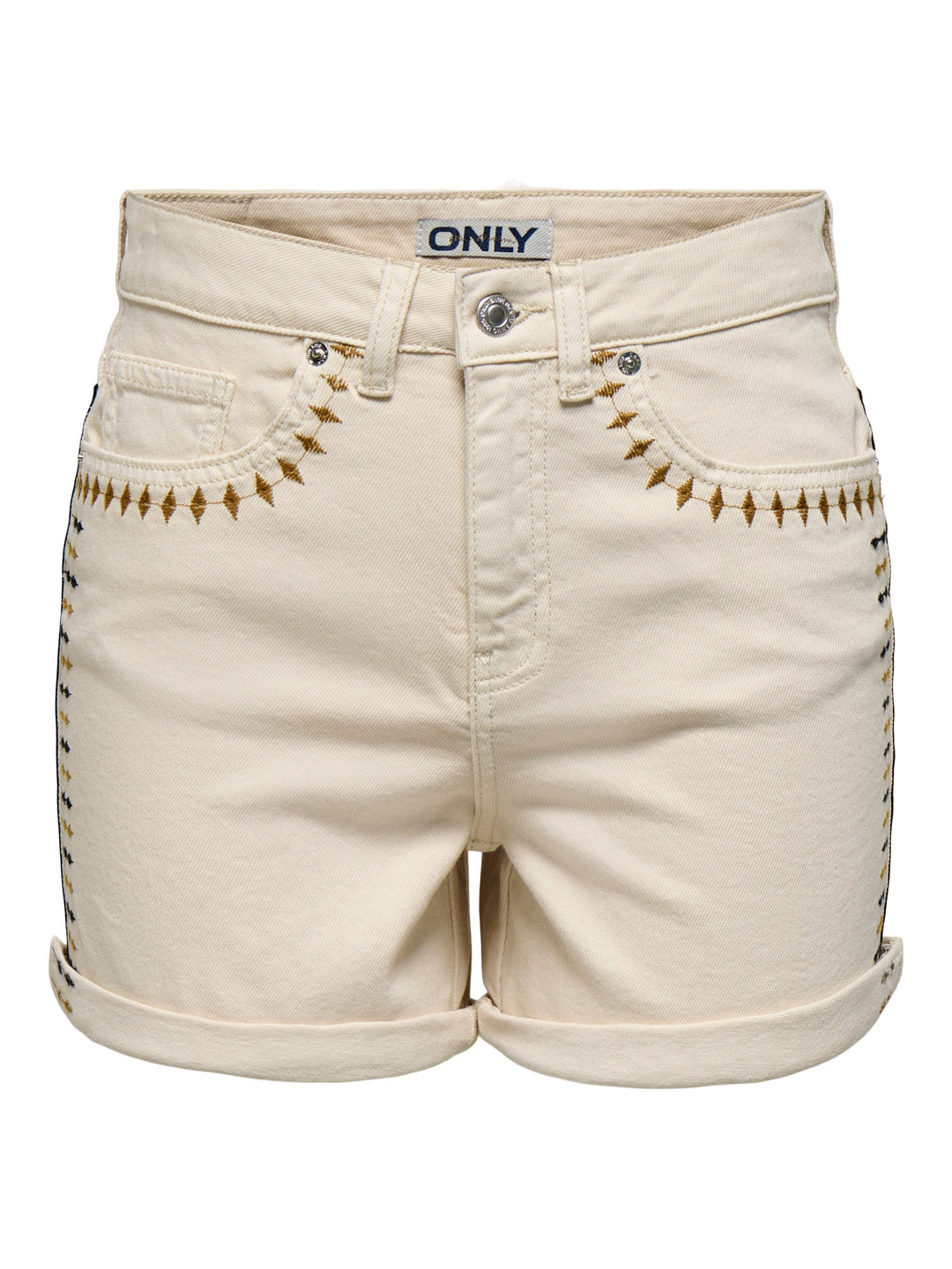 Onljosephine Stret Emb Shorts Azg Dnm Cs - Ecru