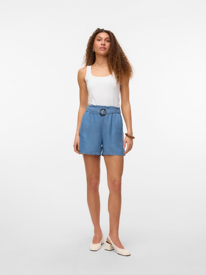 Vmfleur Hw Paperbag Belt Tencel Sho - Blue Denim