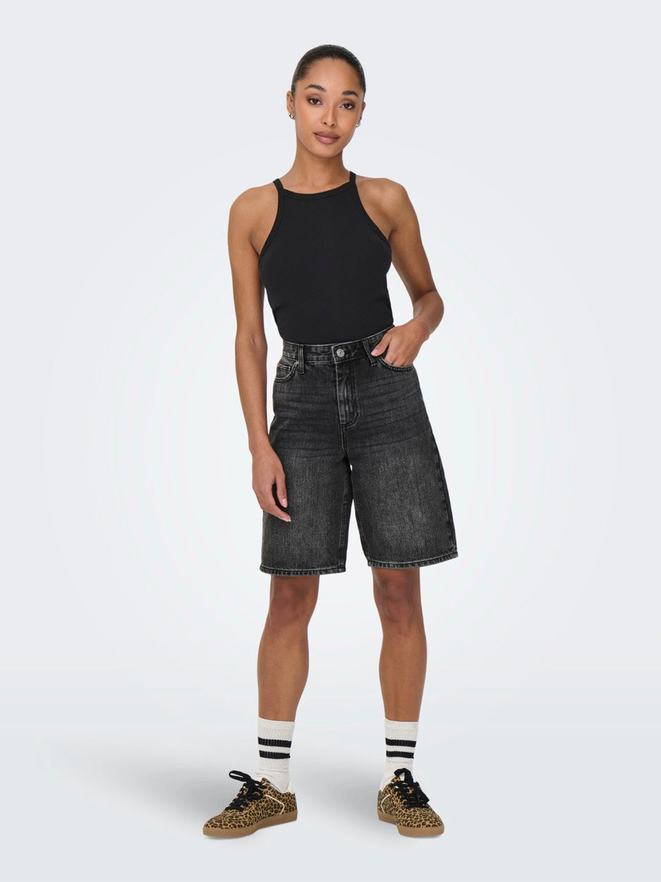 Onlsonny Hw Wide Dnm Shorts Noos - Black Denim
