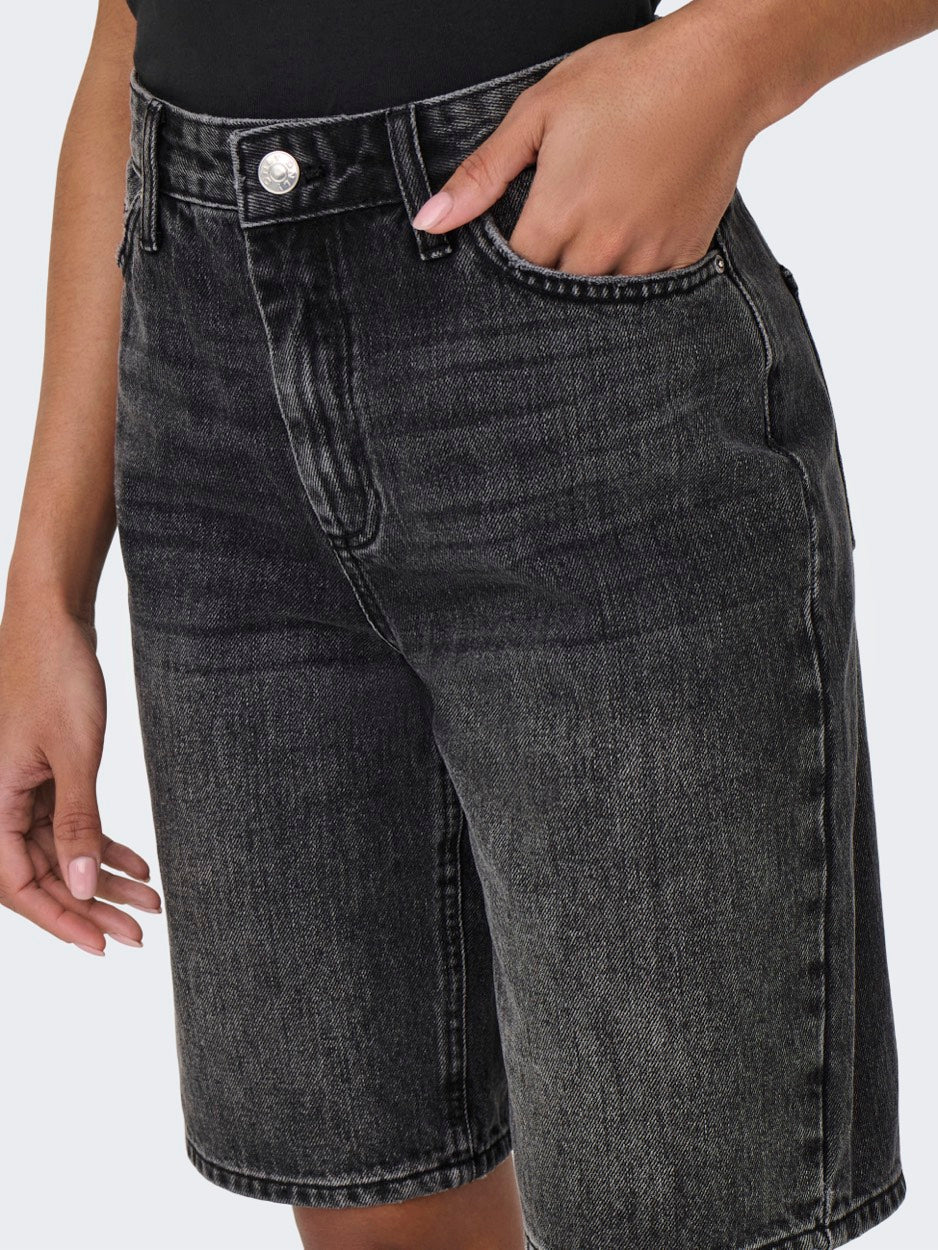 Onlsonny Hw Wide Dnm Shorts Noos - Black Denim