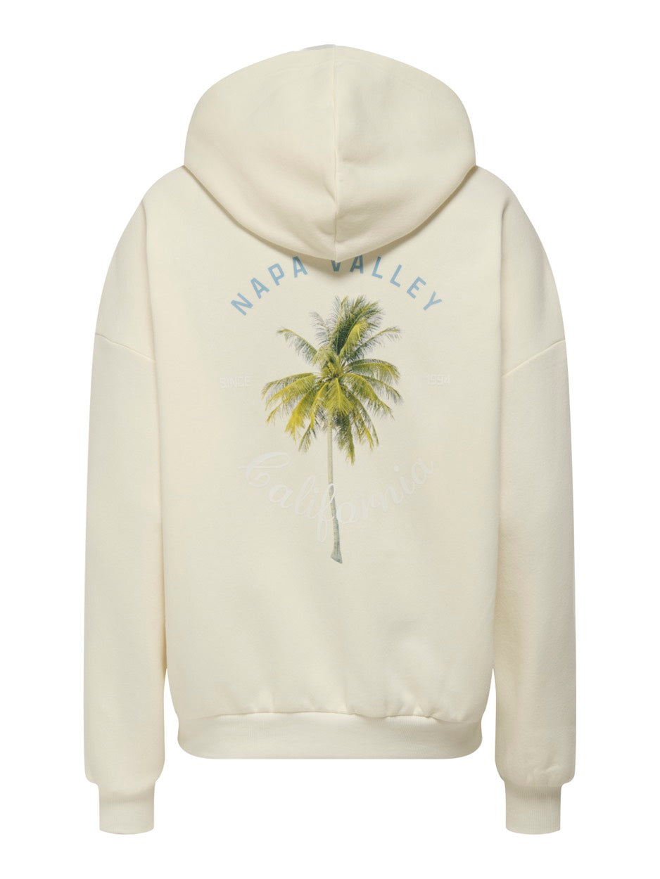 Onlkaren Ls Hoodie Print Box Sweater - Off-white