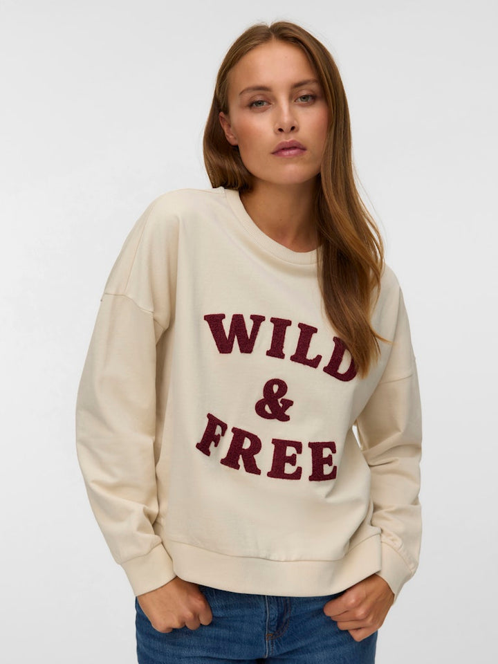 Vmgenesis L/s Sweatshirt Jrs Btq Fr Ga - Beige