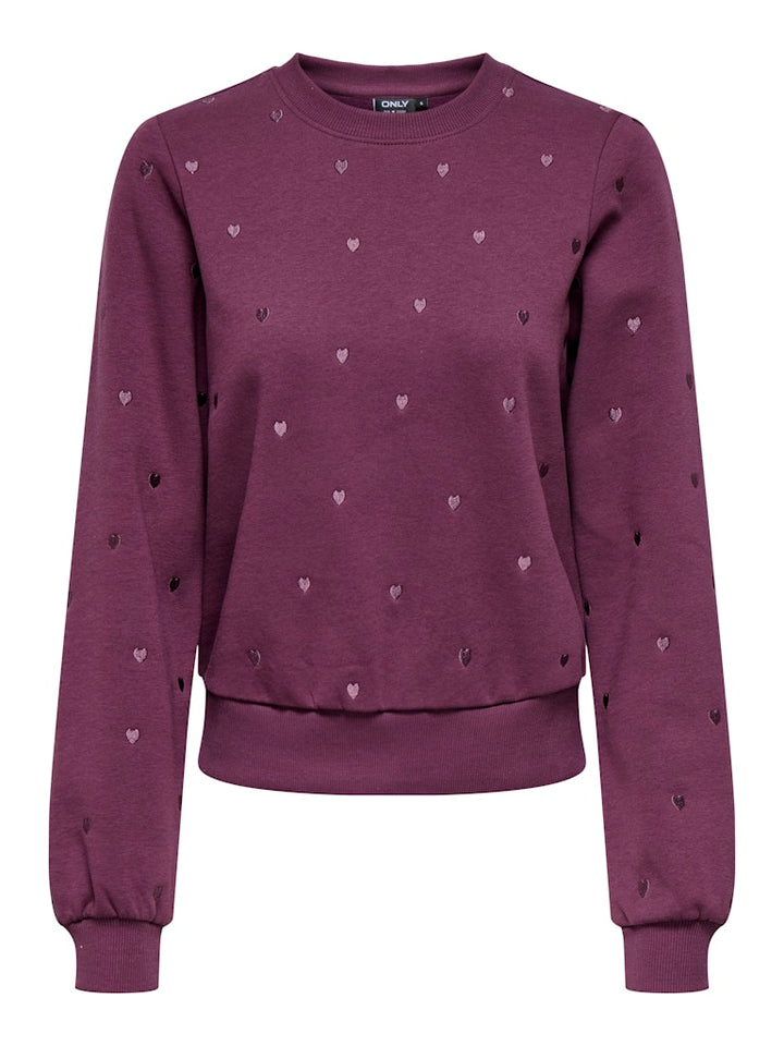 Onlatika L/s O-neck Glitter Emb. Box Swt - Bordeaux