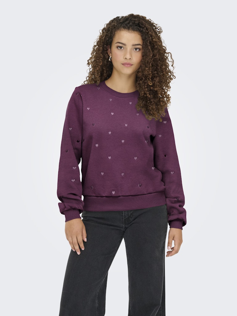 Onlatika L/s O-neck Glitter Emb. Box Swt - Bordeaux