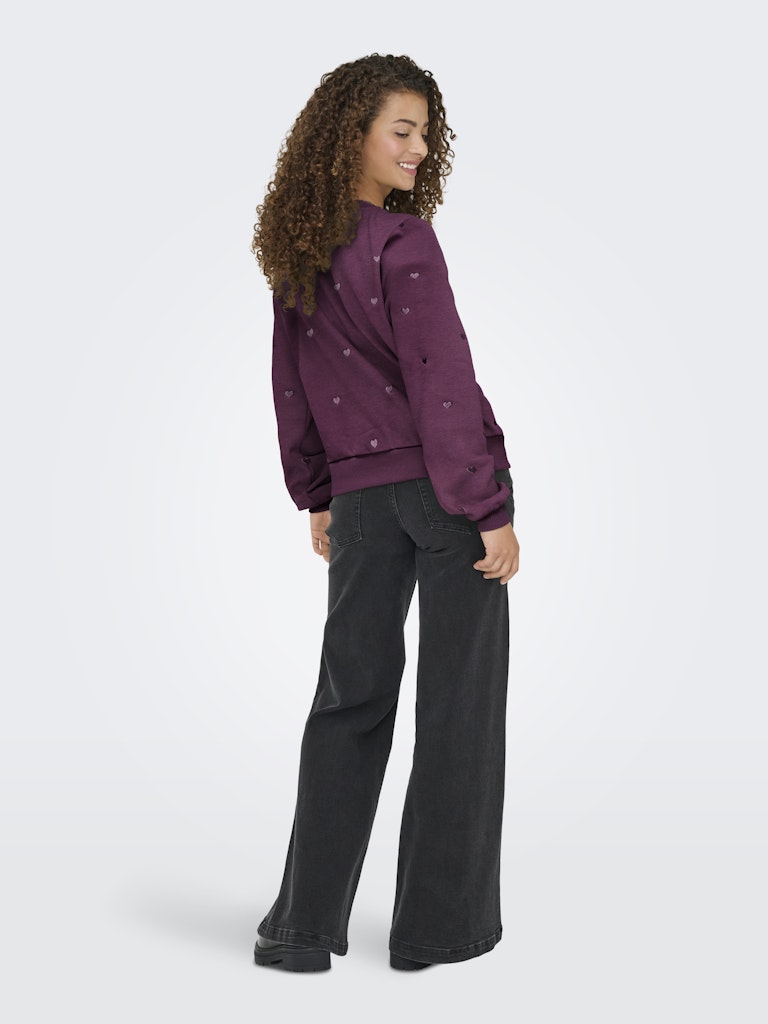 Onlatika L/s O-neck Glitter Emb. Box Swt - Bordeaux