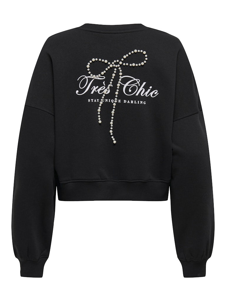 Onlkiara L/s O-neck Pearl Swt - Zwart