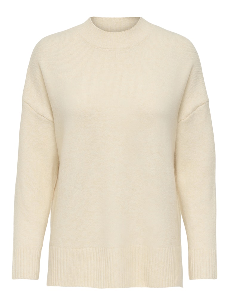 Onlhazel Ls Highneck Overs Pull Knt Noos - Ecru