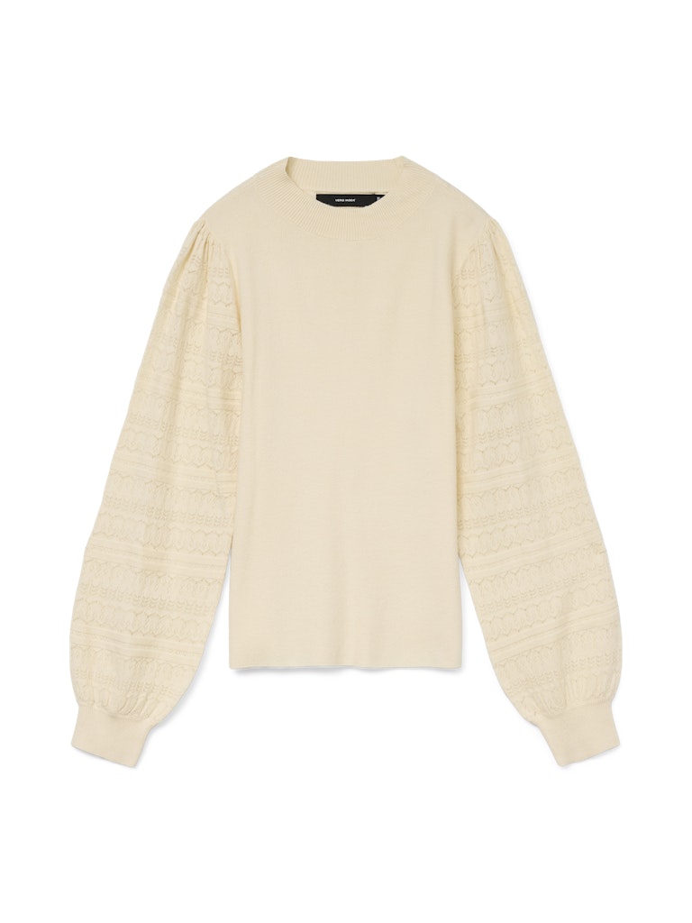 Vmnewlimone Ls Highneck Pullover Boo - Ecru