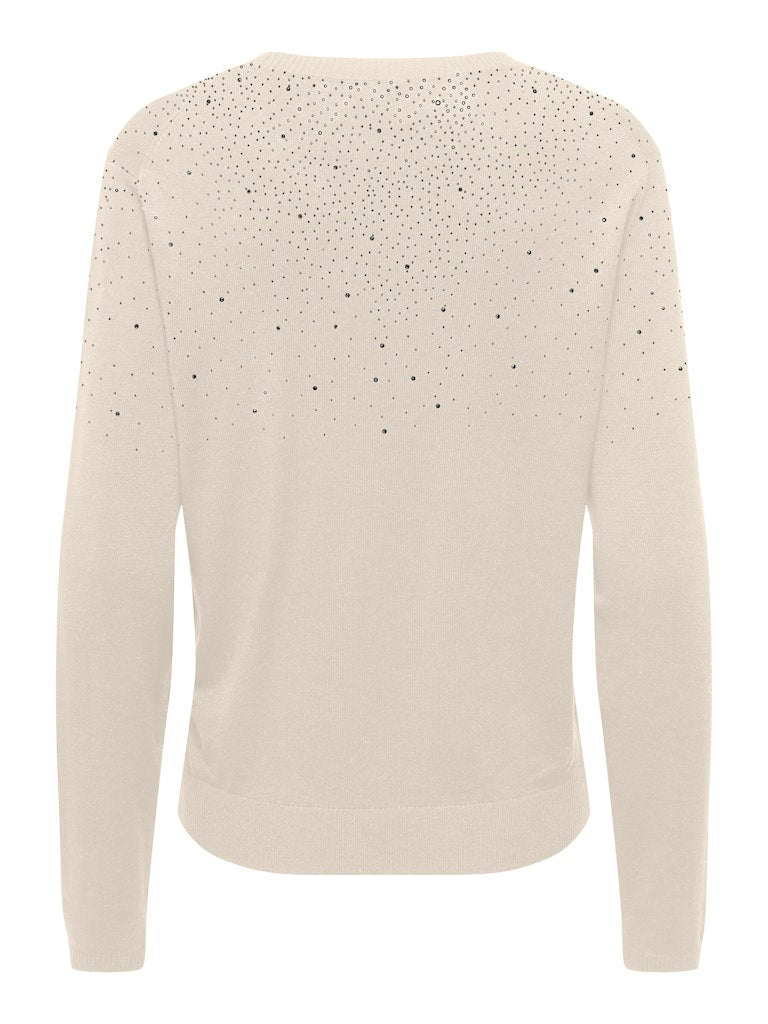 Onlanabella Ls Bling O-neck Knt - Ecru Dessin