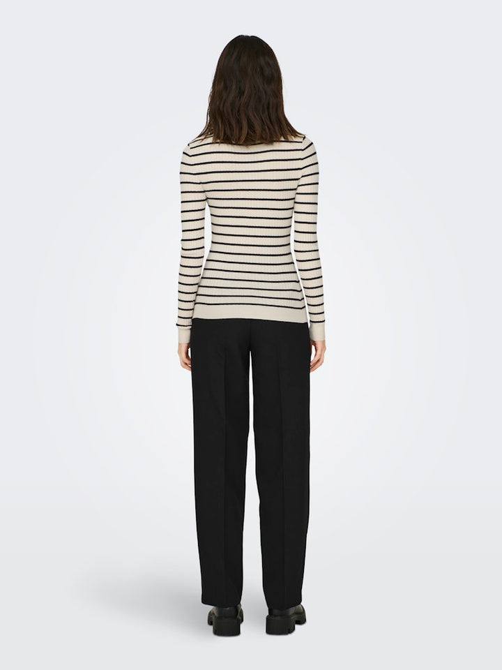 Onlkarol L/s Rollneck Pullover Knt Noos - Ecru Dessin