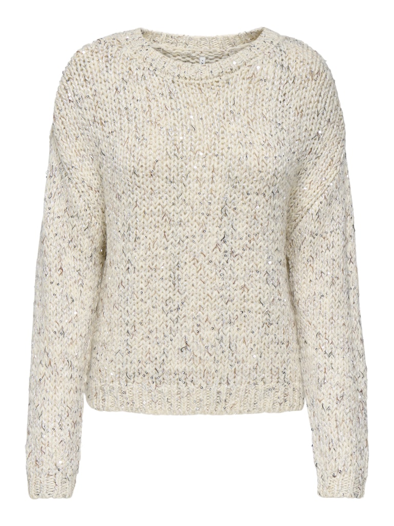 Onlwinter Ls Sequins O-neck Cs Knt - Ecru Dessin