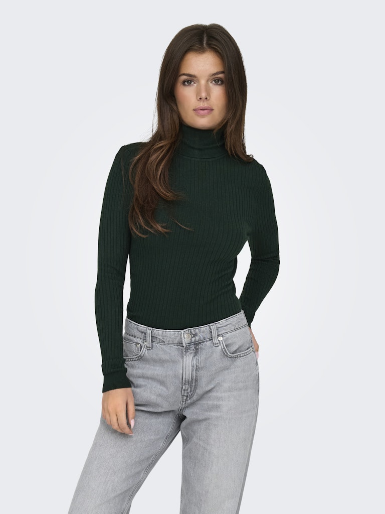 Onlkarol L/s Rollneck Pullover Knt Noos - Donkergroen