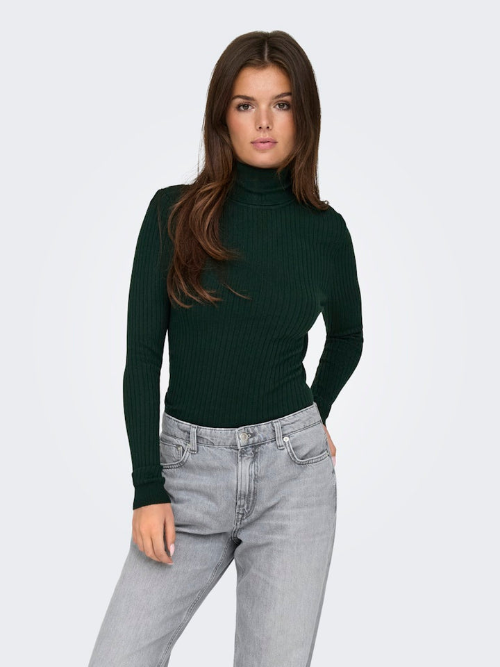 Onlkarol L/s Rollneck Pullover Knt Noos - Donkergroen