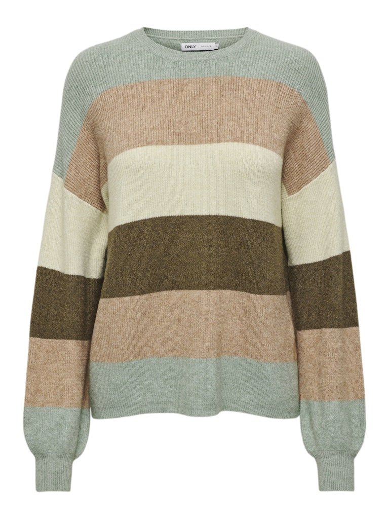 Onlatia L/s Stripe Pullover Knt Noos - Groen Dessin