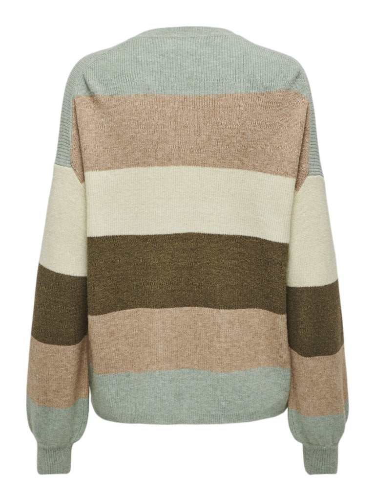 Onlatia L/s Stripe Pullover Knt Noos - Groen Dessin
