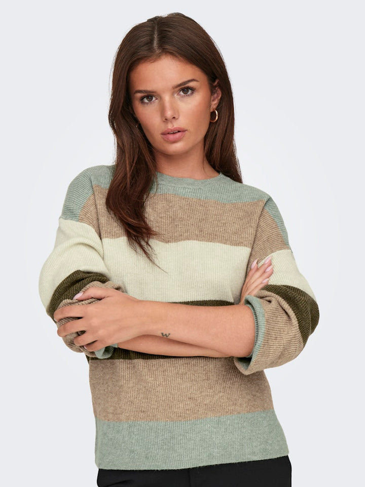 Onlatia L/s Stripe Pullover Knt Noos - Groen Dessin