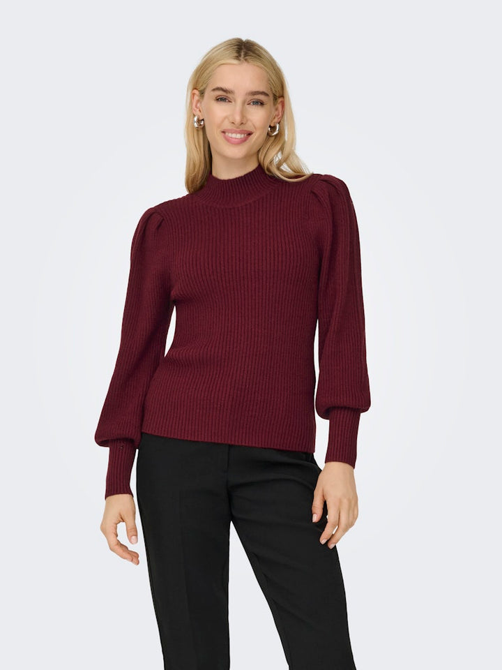 Onlkatia L/s Highneck Pullover Knt Noos - Wijnrood