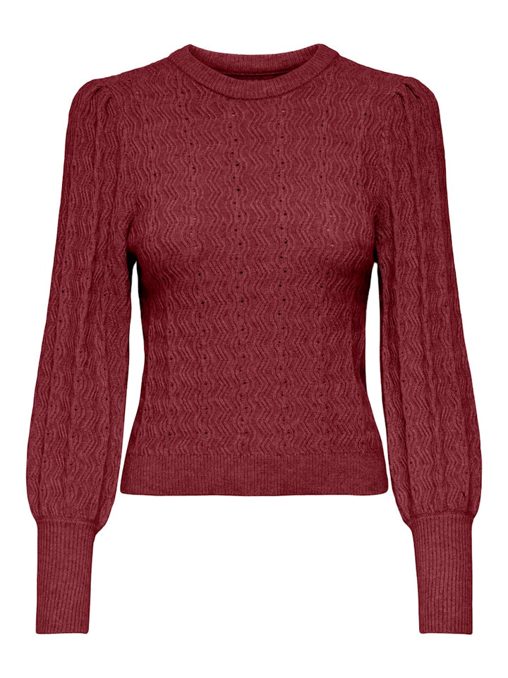 Onlkatia Ls Struc Puff Oneck Cc Knt - Bordeaux