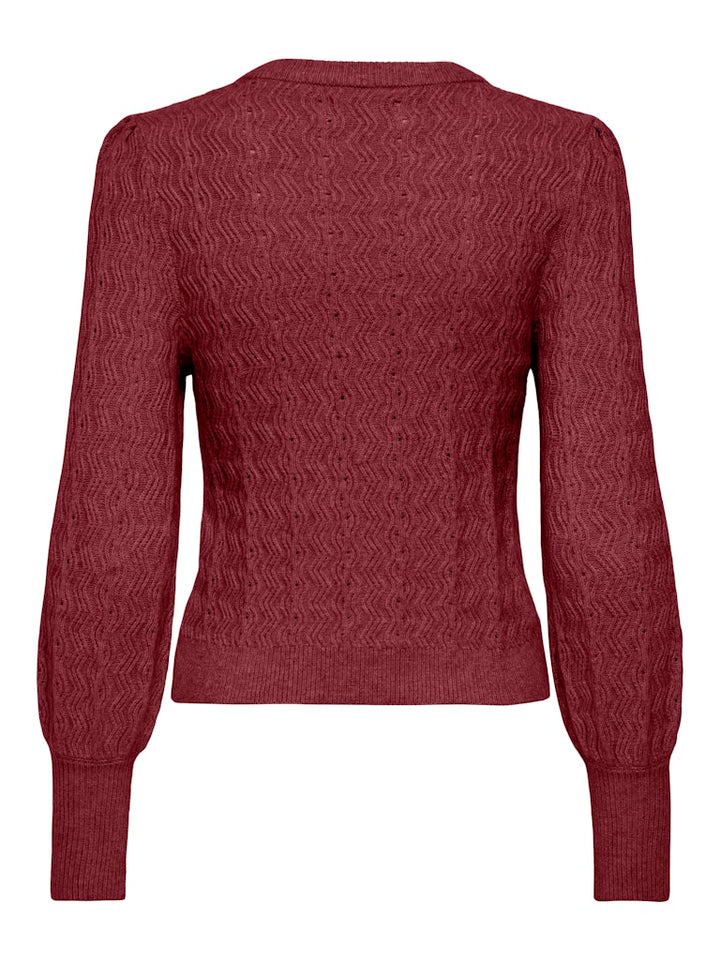 Onlkatia Ls Struc Puff Oneck Cc Knt - Bordeaux
