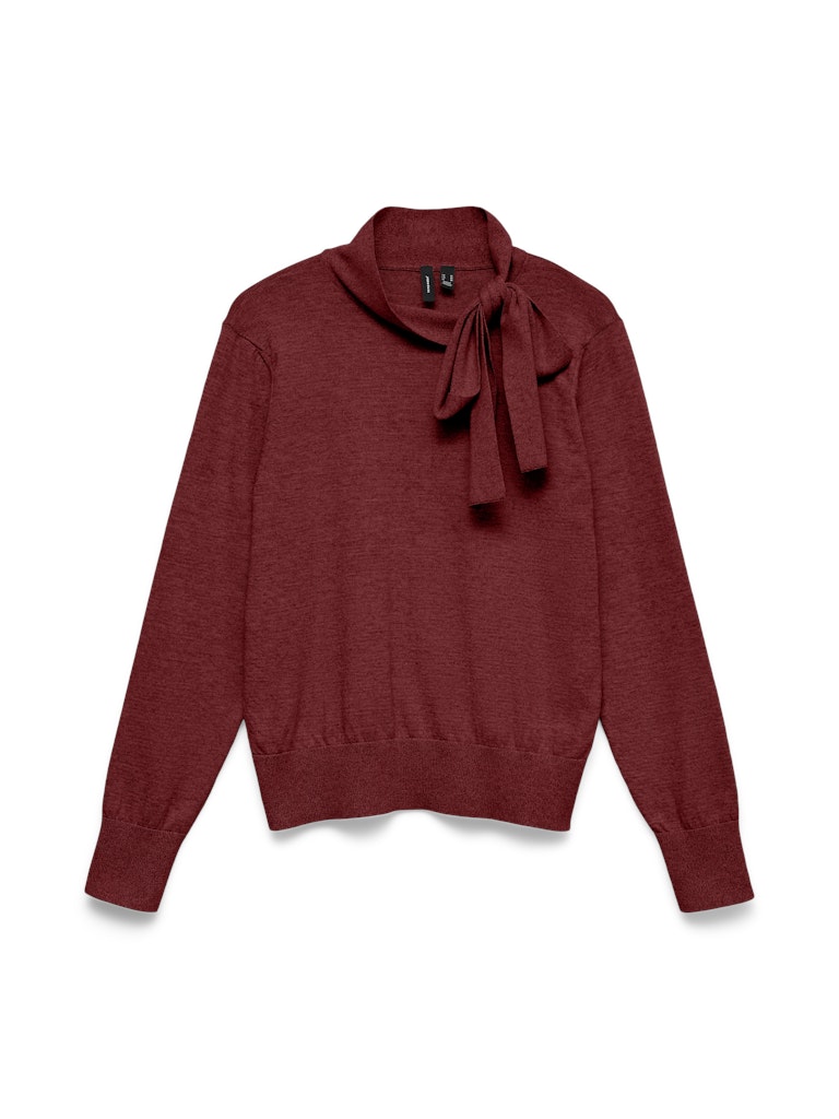 Vmnina Bow Ls Knit Pullover Exp - Bordeaux