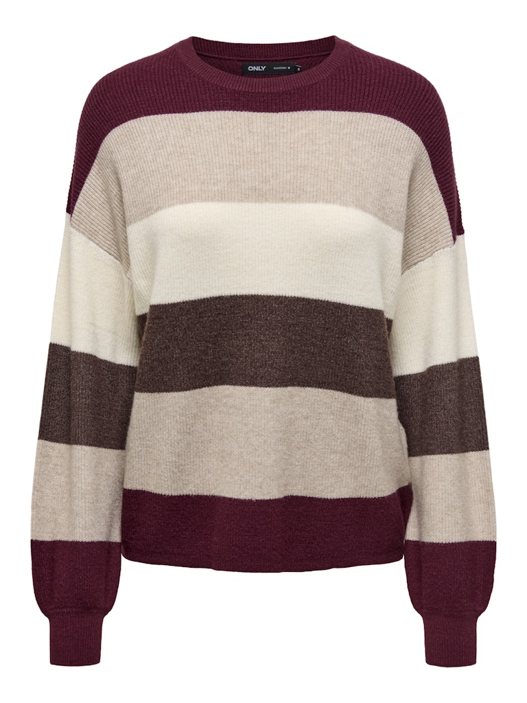 Onlatia L/s Stripe Pullover Knt Noos - Rood Dessin