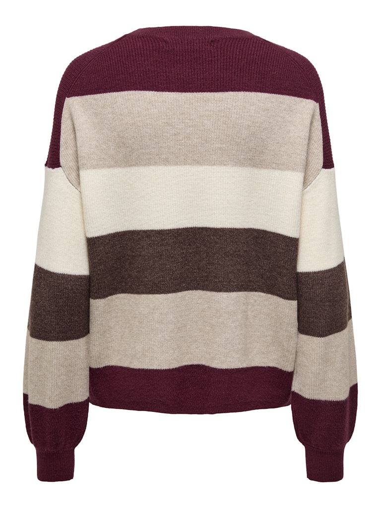 Onlatia L/s Stripe Pullover Knt Noos - Rood Dessin