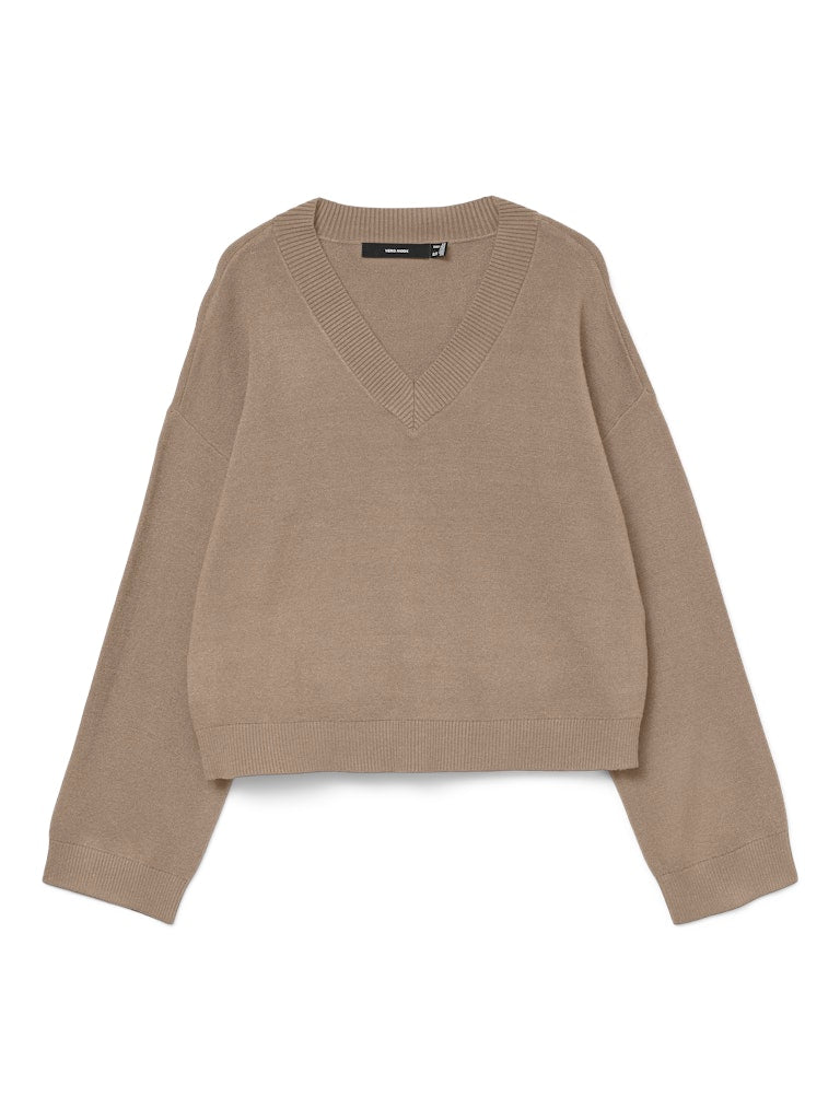 Vmgold Art Ls V-neck Pullover - Licht Bruin