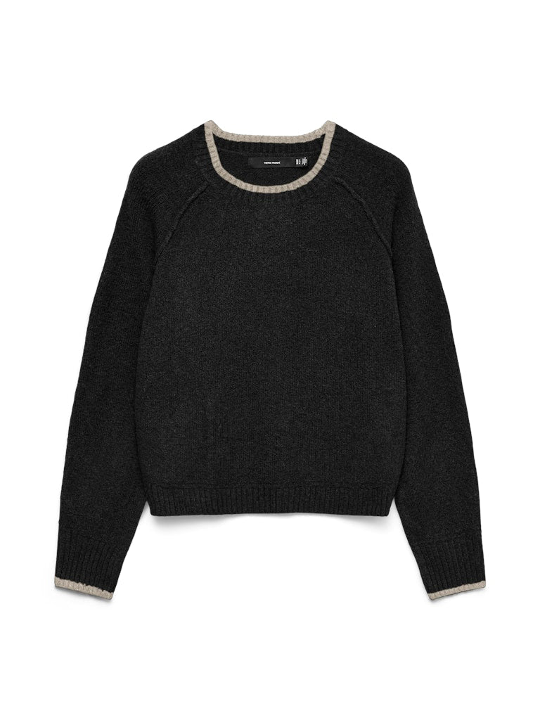 Vmaquarius Ls O-neck Raglan Pullover Bf - Zwart