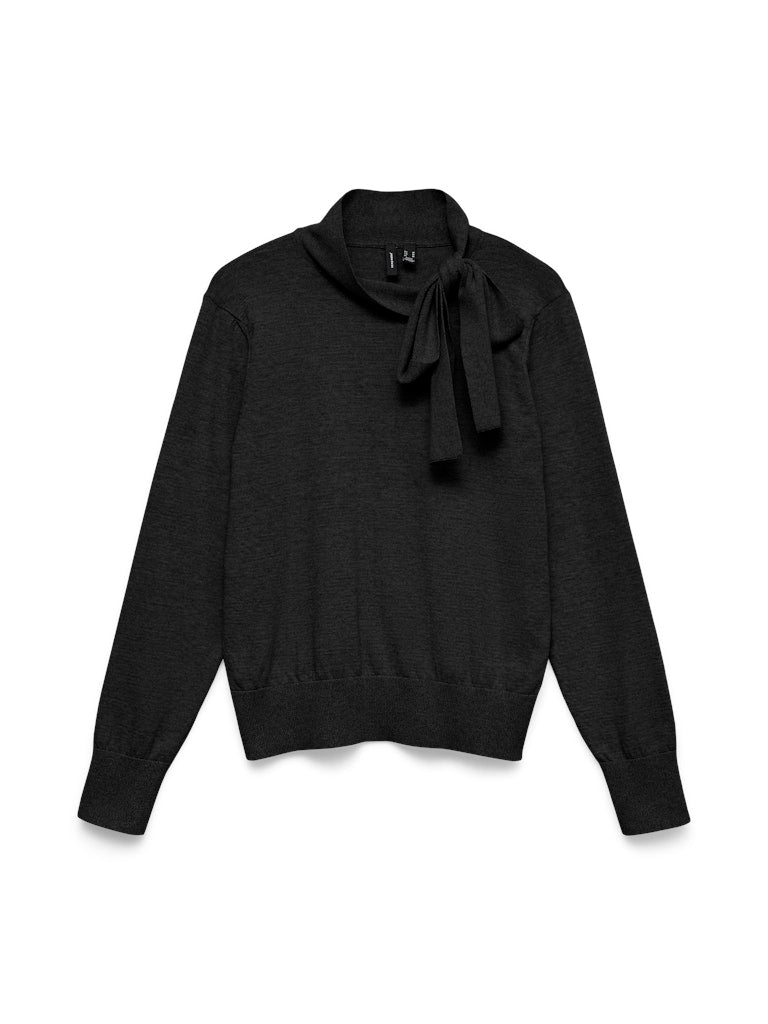 Vmnina Bow Ls Knit Pullover Exp - Zwart