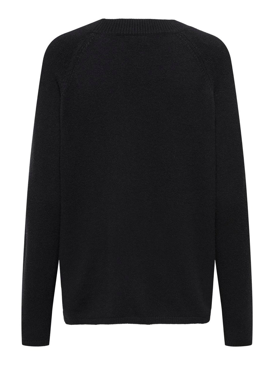 Jdymarco L/s O-neck Slit Pull Knt N - Zwart