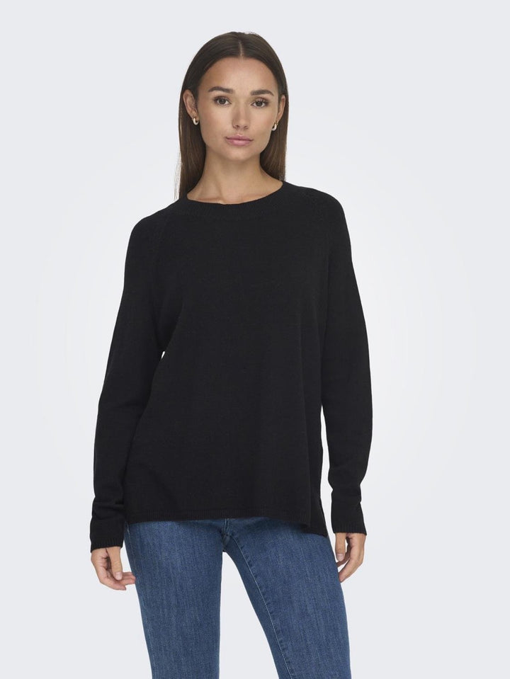 Jdymarco L/s O-neck Slit Pull Knt N - Zwart