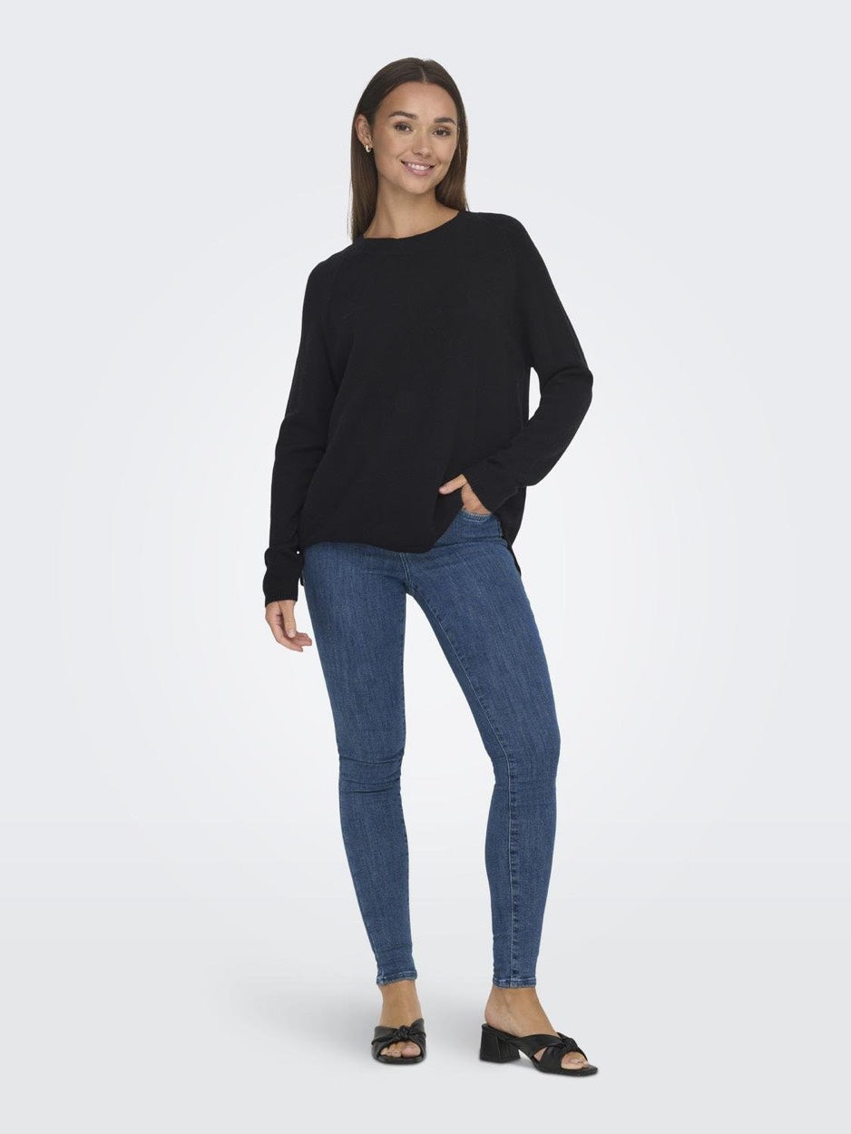 Jdymarco L/s O-neck Slit Pull Knt N - Zwart