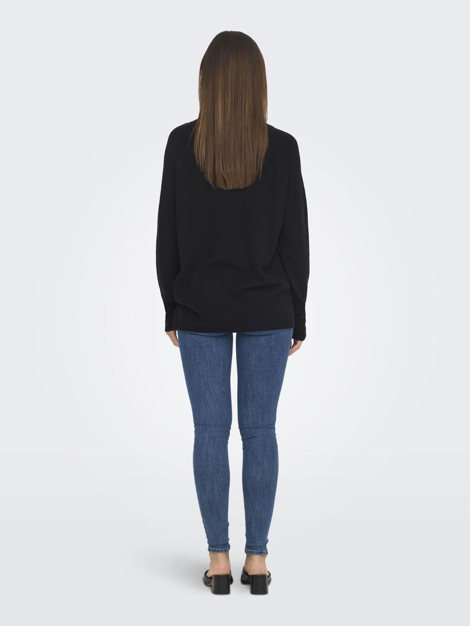 Jdymarco L/s O-neck Slit Pull Knt N - Zwart