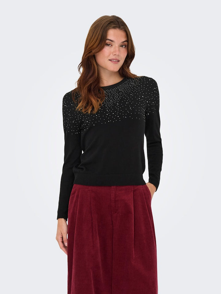 Onlanabella Ls Bling O-neck Knt - Zwart Dessin