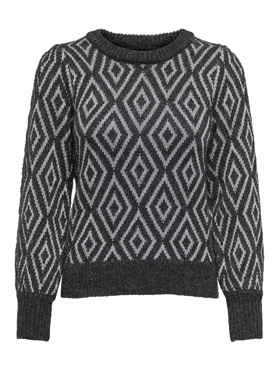 Onlfie Ls O-neck Glitter Knt - Zwart Dessin