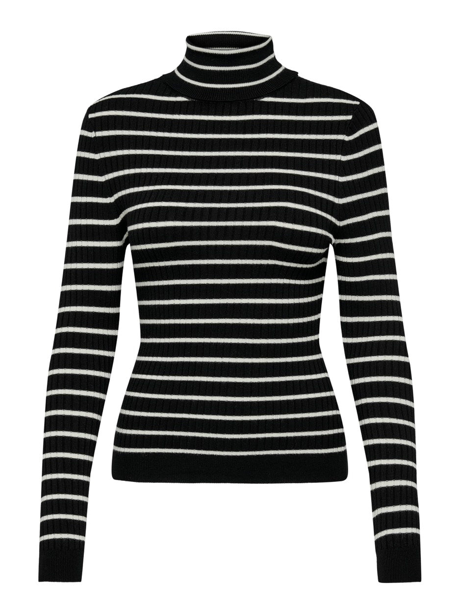 Onlkarol L/s Rollneck Pullover Knt - Zwart Dessin