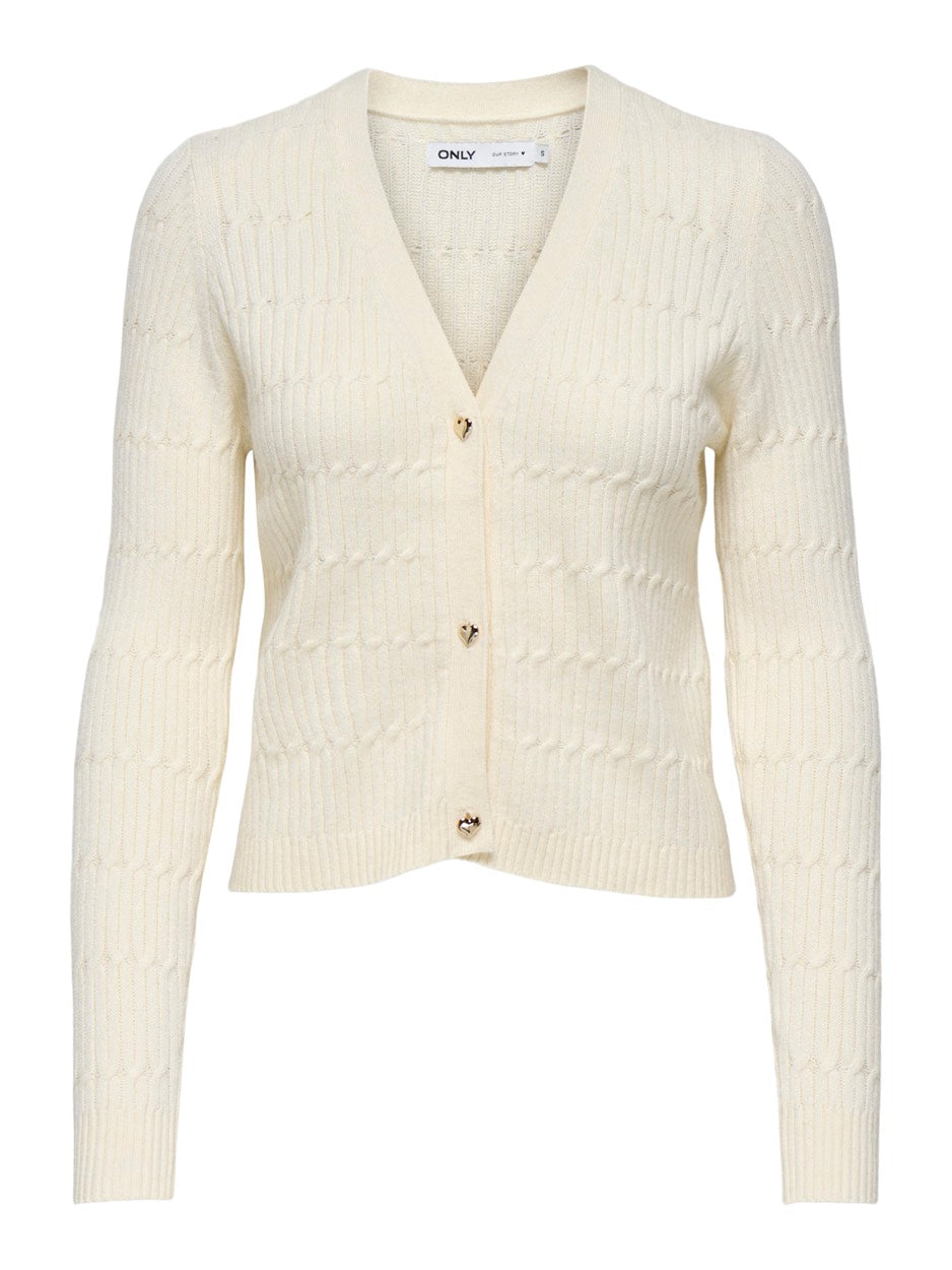 Onlkatia Ls Cable V-neck Cardi Knt - Lichtgrijs