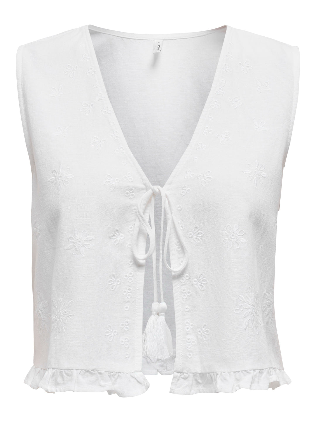 Onljakiri Linen S/l Emb Vest Ptm - Off-white