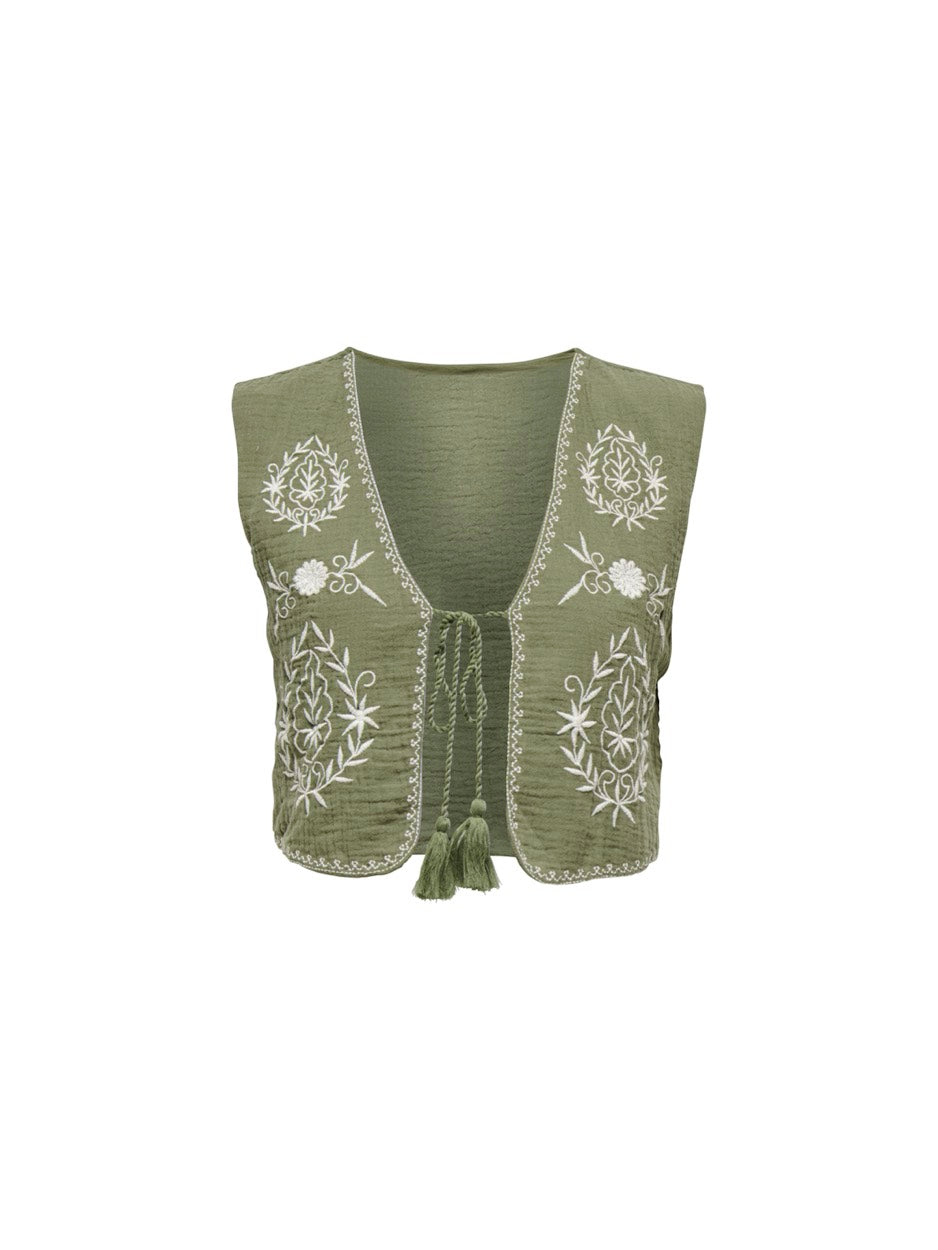 Onlthyra Sl Emb Vest Wvn - Groen Dessin