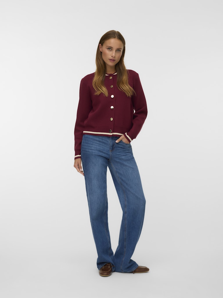 Vmevelijn Ls Bomber Knit Cardigan Exp - Bordeaux