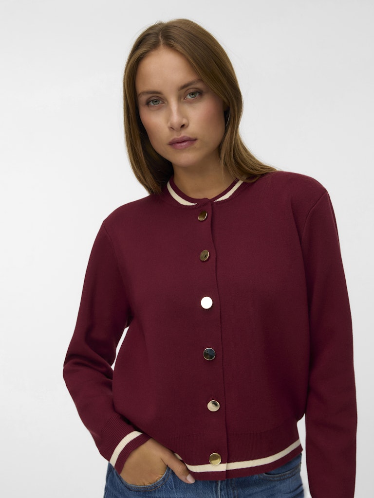 Vmevelijn Ls Bomber Knit Cardigan Exp - Bordeaux