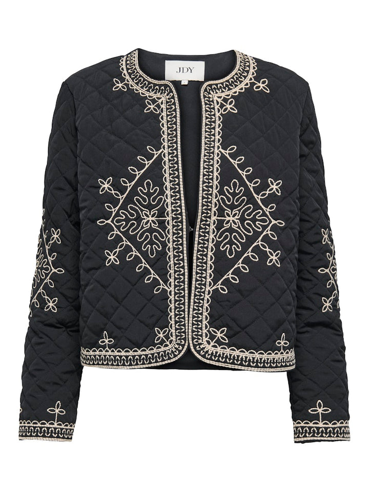 Jdybillie L/s Quilted Emb Shacket  Wvn - Zwart Dessin